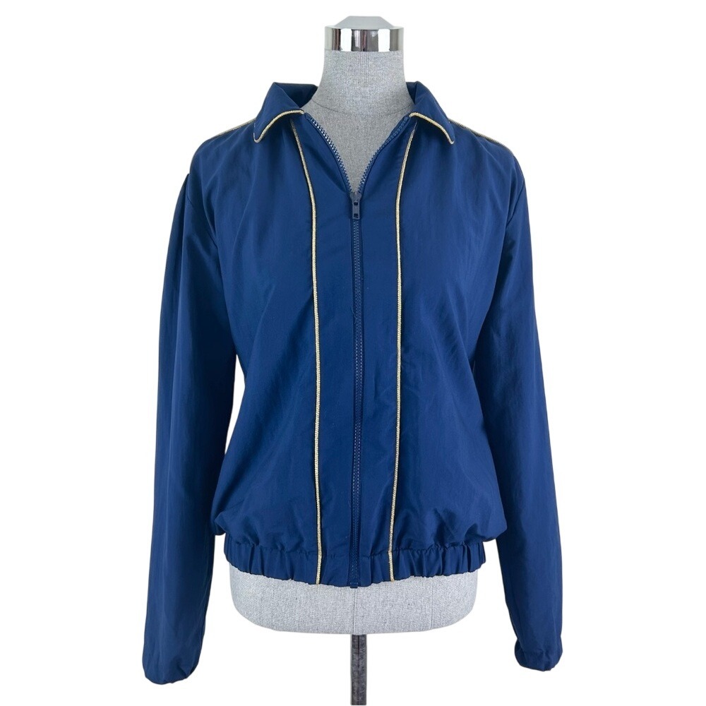 Vintage Quantum‎ Sportswear Women's Blue Jacket with Gold Trim Union Made Size S